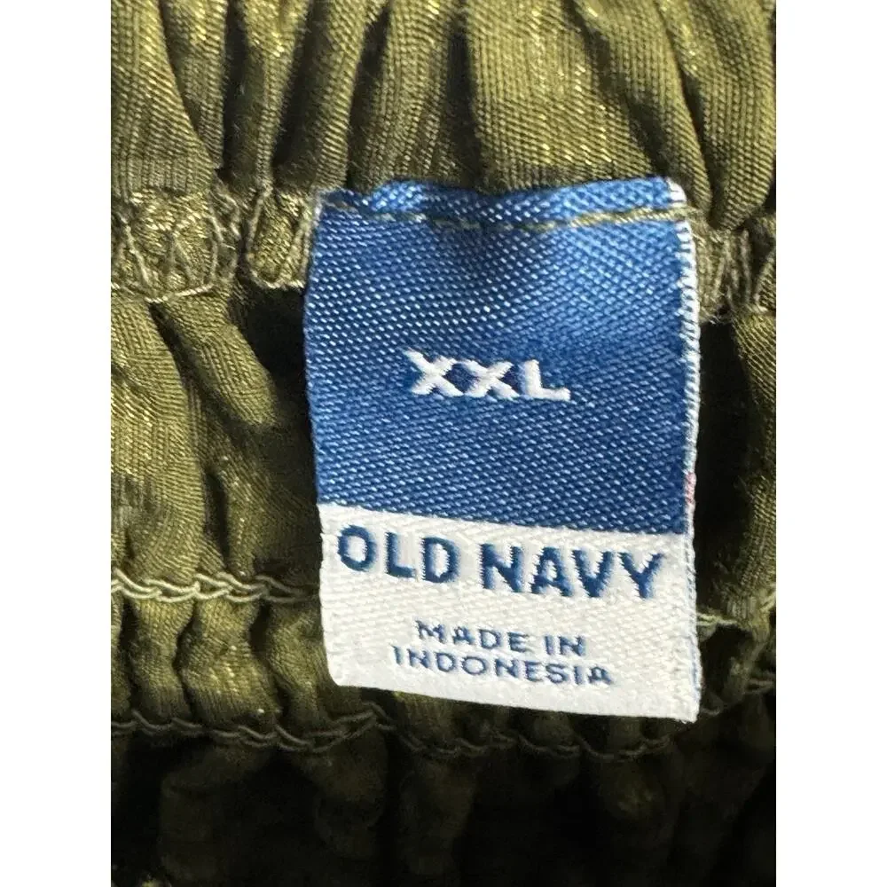 Old Navy Smocked Peasant‎ Top Womens XXL Olive Puff Sleeve Boho Blouse